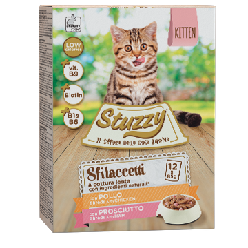 multipack sfilaccetti per gattini con pollo con prosciutto